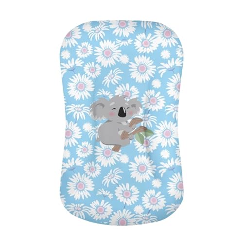 Kathyboom Sloth Daisy Baby Crib Cover Washable Newborn Lounger Cover Stretchable Nest Pillow Cover Fit for Most Baby Boys and Girls