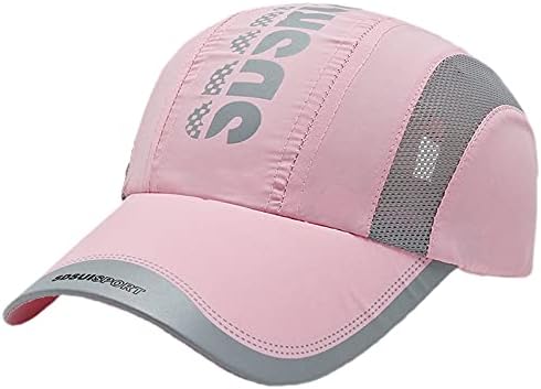 Baseball Cap Mens Summer Quick Dry Sun Visor Hat Adults Breathable Mesh Outdoor Sports Cycling Wide Brim UPF50 Trucker Hat Adjustable Snapback Travel Beach Tennis Golf Hat Cap for Women Ladies Pink