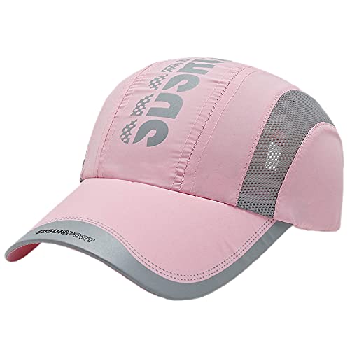 Baseball Cap Mens Summer Quick Dry Sun Visor Hat Adults Breathable Mesh Outdoor Sports Cycling Wide Brim Upf50 Trucker Hat Adjustable Snapback Travel Beach Tennis Golf Hat Cap For Women Ladies Pink #TOP11