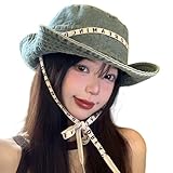 TAGVO Damen Sonnenhut-Breite Krempe für UV-Schutz, Faltbar & Atmungsaktiv, Vintage Outdoor Hut mit Winddichtem Kordelzug