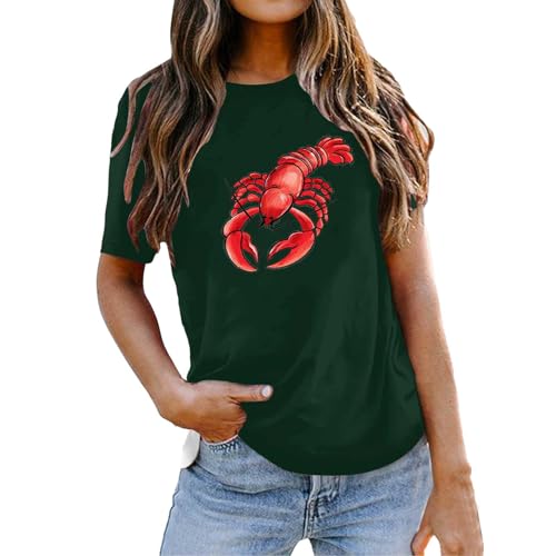 für lässige Oberteile, kurzärmeliges T-Shirt mit Rundhalsausschnitt Lockerem Druck 80 Er Jahre (Green, L)