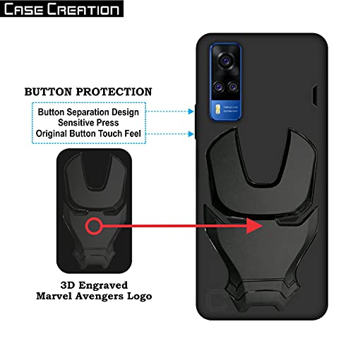 Image of COVERLY Official 3D Touch Feel Trending Marvel Avengers Logo Mask Soft Rugged Grip Silicone Iron Man Super Power Cartoon Movie Engraved Silicone Matte Back Cover for Xiaomi Mi 10i -Black