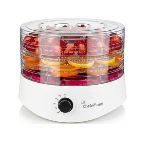 Food Dehydrator DryMax 280W â€“ 5 Tray Adjustable, BPA-Free â€“ 4-Hour Quick Drying, Even Heat, Easy Temp Control â€“ Fruit, Veggie, Meat Jerky Maker (White)