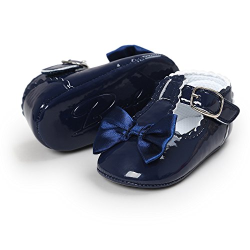 Infant Girls Soft Sole Bowknot Princess Wedding Dress Mary Jane 𝗙lats Newborn Light Baby Sneaker Shoes (Navy, 11)4