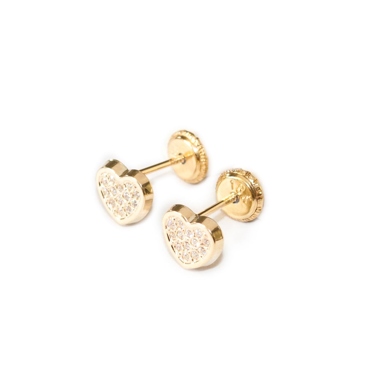 Pendientes Bebe/Niña Oro Amarillo Corazon con Circonitas - Estuche Regalo - Certificado de Garantía - Mondepetit