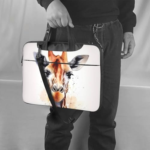 Housse PC portable girafe aquarelle stop chocs et rayures