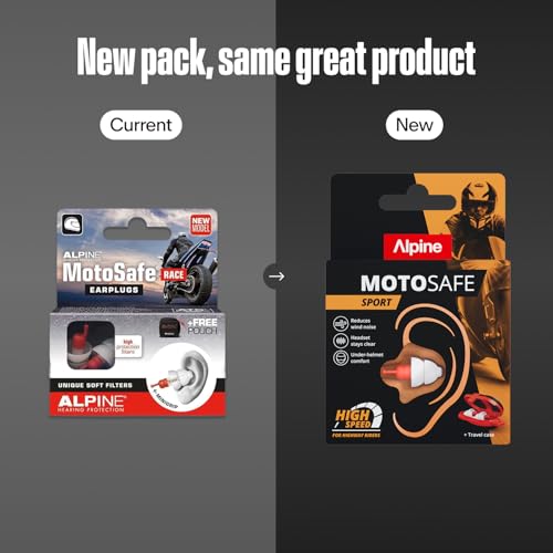 Image of Alpine MotoSafe Sport | Motorcycle Ear Plugs for Wind Noise Reduction