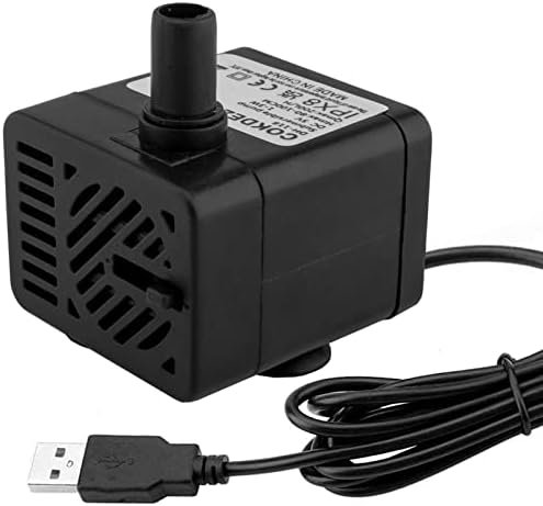USB Mini Tauchwasserpumpe (DC 5V 1-3W 200L/H) Einstellbare, ultraleise kleine Wasserpumpe für Haustierbrunnen, Aquarium, Teich, Hydroponik, drinnen oder draußen