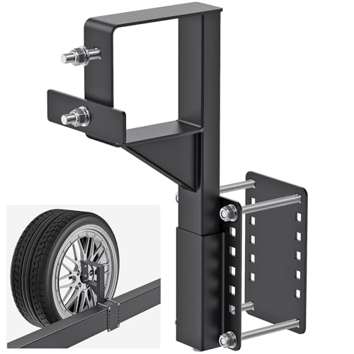 SELEWARE Spare Tire Carrier 160LBS Heavy Duty Bolt-On Trailer Spare Tire Mount Bracket for 15 & 16 Wheels Powder Coated Steel Construction Fits Utility Camper RV Trailers (Tongue Under 6x4)
