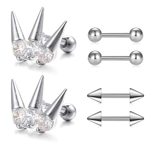 Jforyou 16G Surgical Steel Cartilage Earring Studs For Womens Girls Punk Style Tragus Helix Ear Stud Piercing Jewelry 6Mm 1/4 Inch Bar #TOP11