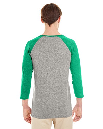 Dri-Power Active Triblend Baseball Raglan T-Shirt (601RR) Oxford Grey/Irish Green Heather, XL2