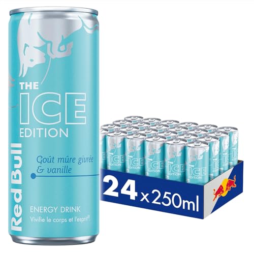 Red Bull, Boisson Energisante, goût Mûre Givrée-Vanille, lot de 24 x 250ml