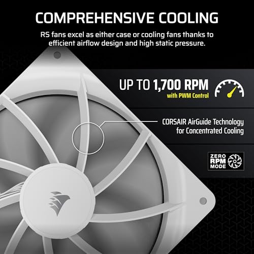 Image of CORSAIR RS140 140mm PWM Fan - Daisy-Chain Connection - Low-Noise - Magnetic Dome Bearing - Single Pack - White
