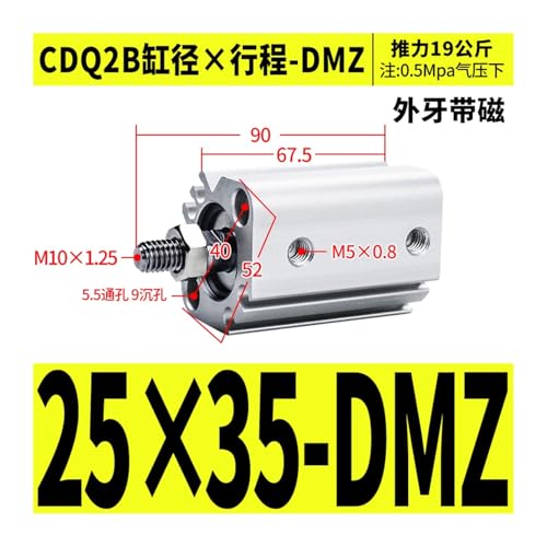 Cylindre mince CQ2B SMC compatible à double effet avec aimant intégré - 3