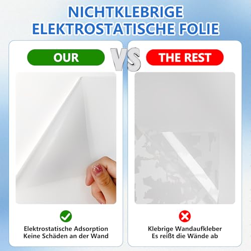 DASHUI Wandschutzfolie Elektrostatisch, 40cmX500cm küchenwand spritzschutz, Spritzschutz Hund Wandschutz, Elefantenhaut Wandschutz, Statische Folie Wand, Schutzfolie Wand Transparent
