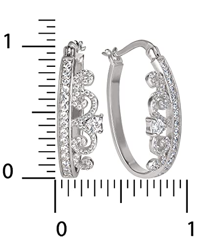 Disney Jewelry For Women, Crown Cubic Zirconia Hoop Earrings, Sterling Silver #TOP3