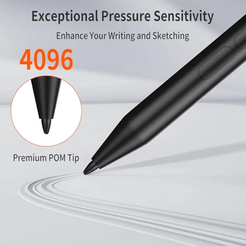 Image of Stylus Pen for Surface Pro, 4096-Level Pressure & USB-C Fast Charge | Works with Surface Pro 11 /10 /9 /8 /X, Surface Laptop /Book /Go /Studio, Kobo, Palm rejection for natural note-taking & sketching.