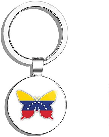 Llavero de acero inoxidable de doble cara con diseño de mariposa de Venezuela, llavero de acero inoxidable, plateado