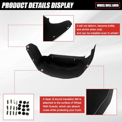 Utiiy Fit for 2021-2024 F150 Wheel Well Liner Rear Wheel Well Guards mud Flaps for 2024 Ford F150 Accessories (Not fit Raptor)