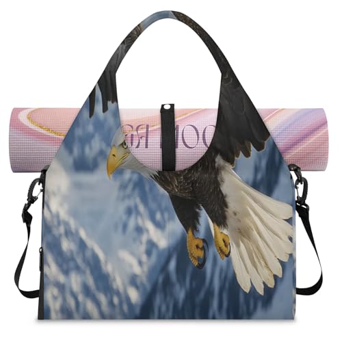 Bolsa de deporte con compartimento para zapatos Bald Eagle Flying para gimnasio y viajes L