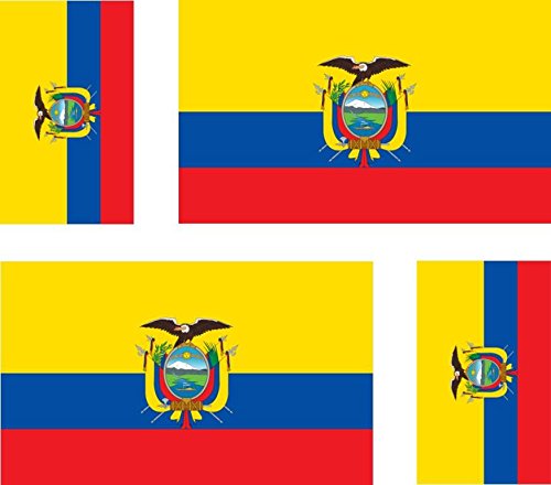 Akachafactory 4 x Autocollant Sticker Voiture Moto Valise pc Portable Drapeau Equateur Equator