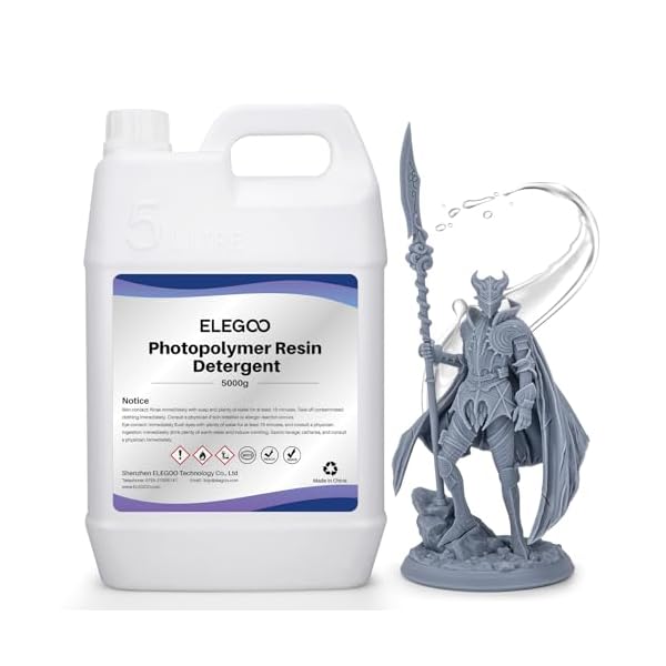 ELEGOO 5KG Nettoyant pour RÃ©sine PhotopolymÃ¨re UV, DÃ©tergent Faible Odeur pour RÃ©sine 3D d'Imprimante 3D LCD SLA DLP pour Impression 3D