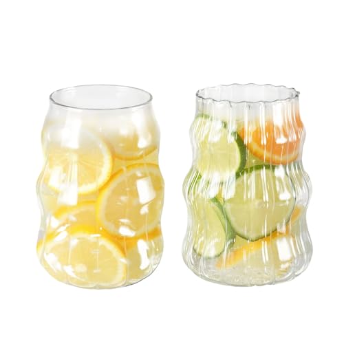 MYKAGS Lot De 2 530ml Transparente Tasse En Verre Fonctionne Avec Le Verre Matcha,Verres à Latte Macchiato,Latte Verres Cafe 530 Ml Lave Vaisselle