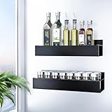 Rongyman Magnetic Spice Rack for Refrigerator, Moveable Magnetic Shelves for Side, 2 Pack Metal Strong Magnetic Fridge Shelf for Kitchen (Black)