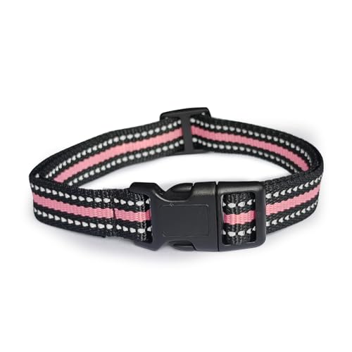 Smoothway Reflective Dog Collar with Buckle, Adjustable Waterproof Nylon Dog Collar for Large Dogs for Outdoor Adventures(Pink)
