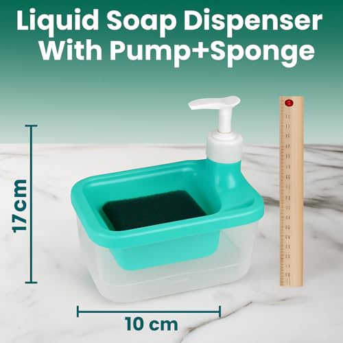 Image of Zuku Local Liquid Soap Dispenser for Kitchen Dishwash Liquid Soap Dispenser for Kitchen Sink Dish Washer Box Dispenser Liquid with Free Sponge(Green)