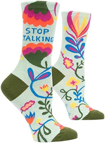 Blue Q Socks, Women's Crew, Stop Talking,Multicolor,OS