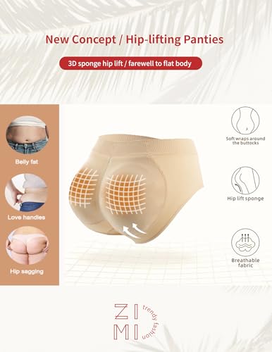 Image of Zimi Collection Butt Lifter Panties Underwear for Women with Removable Pads Seamless Booty Pads Hip Enhancer Panty