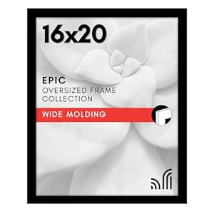 Americanflat 16×20 Picture Frame with Polished Plexiglass – Black Picture Frame – Wide Photo Frames Made of Engineered Wood for Vertical or Horizontal Wall Display – Epic Collection – Black