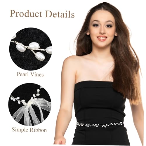 Silver Pearl Bridal Waistband Handmade Wedding Sash Belt for Brides Bridesmaids Ribbon Accessory Elegant Waist Chain for Formal Occasions and Photo Taking3