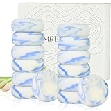 Umpeimvon 14 Pack 25 g Travel Size Soap Lemongrass Scented, Individually Wrapped 4-In-1 Handmade Hotel Mini Soap Bars with Olive Oil, Shea Butter, Soothe and Moisturize, Eco-Friendly, 0.88 oz