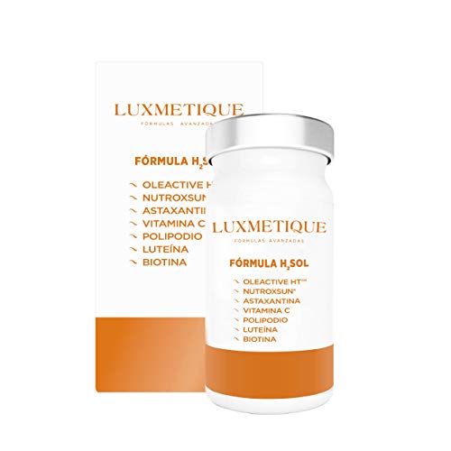 Luxmetique Fórmula H2Sol - fórmula solar que atua antes, durante e após a exposição solar a preparar, protegendo e reparando a pele, especialmente as sensíveis e reativas. 16,5 g - 30 cap