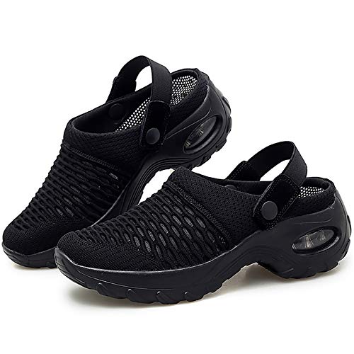 Image of Trsorini Mules Clogs for Women Summer Air Cushion Platform Mesh Mules Sneaker Sandals for Female Lightweight Beach Shoes Outdoor Slippers Walking Shoes