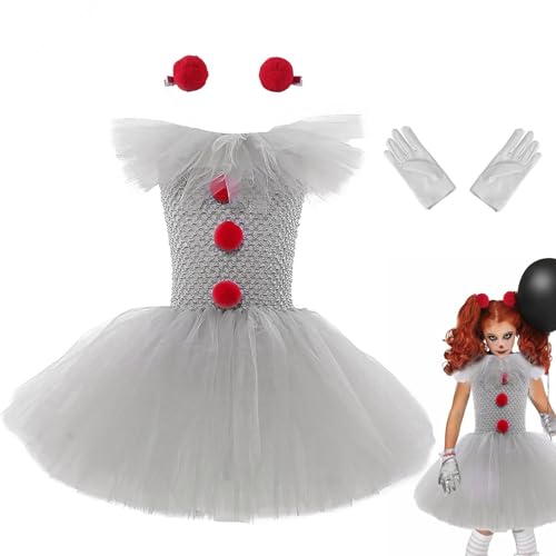 Disfraz de Payaso para Niñas, Disfraz de Payaso Aterrador, Disfraz de Pennywises para niños, Disfraz de Tutú para niñas, Disfraz de Payaso de la película de Terror para Trajes de Cosplay