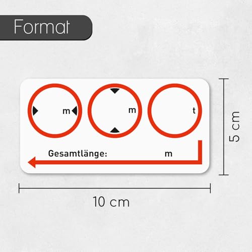 Hinweis-Aufkleber Fahrzeugmaße I Größe I Länge x Breite x Höhe x Gewicht I für Wohnwagen Bus Kfz I Piktogramm I Sicherheitsaufkleber I selbstklebend I beschreibbare Folie I weiß I hin545