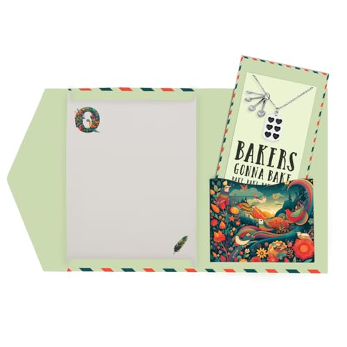 quan jewelry Gifts for Mom Measuring Spoons Pendant Necklace, Funny Baking Pun Quote Card, 16 inches to 18 inches, Handmade3