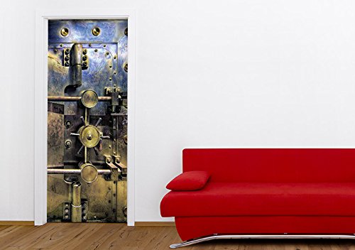 Sticker De Porte Coffre Fort Blindé - 85 Cm X 205 Cm - Scenolia Lavable - Neuf En Rouleau