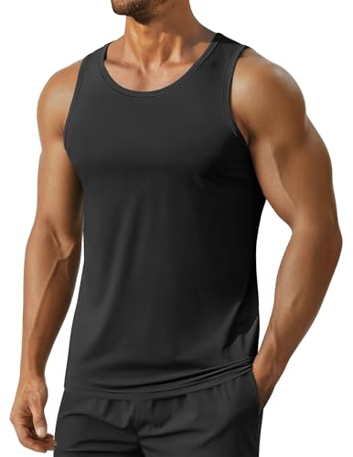 COOFANDY Men's Workout Tank Tops UPF 50+ Sleeveless Gym Muscle Shirts Quick Dry Bodybuilding Tanks for Swim Beach,B,XL