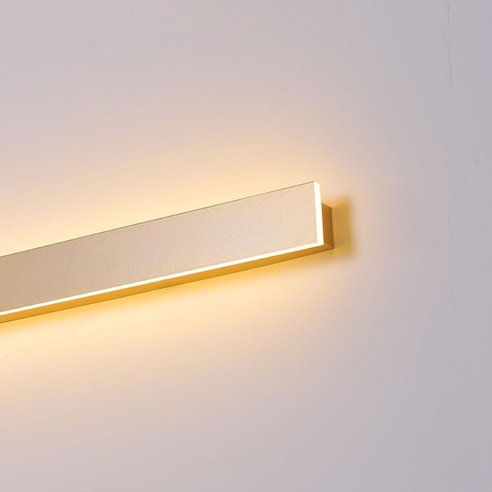 Liniowa lampa ścienna LED do sypialni, salonu, na zewnątrz długi pasek, złote kinkiety nocne, ciepła LED 3000K, akryl, dekoracja wnętrz