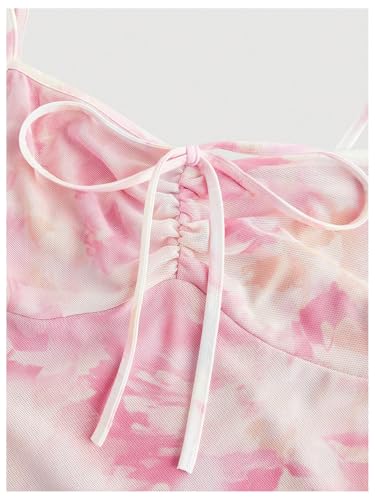 Image of Milumia Women's Floral Tie Knot Spaghetti Strap Dress Boho V Neck Flared Hem Short Cami Dresses