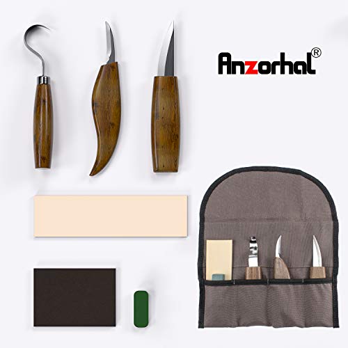 Wood Carving Tools,Woodworking,Wood Carving Kit,include Wood Carving Knife,Hook Knife,Whittling Knife, Detail Knife,Knife Sharpener,Whittling Kit - Wood Carving Set - Carving Tools Woodworking (Black)