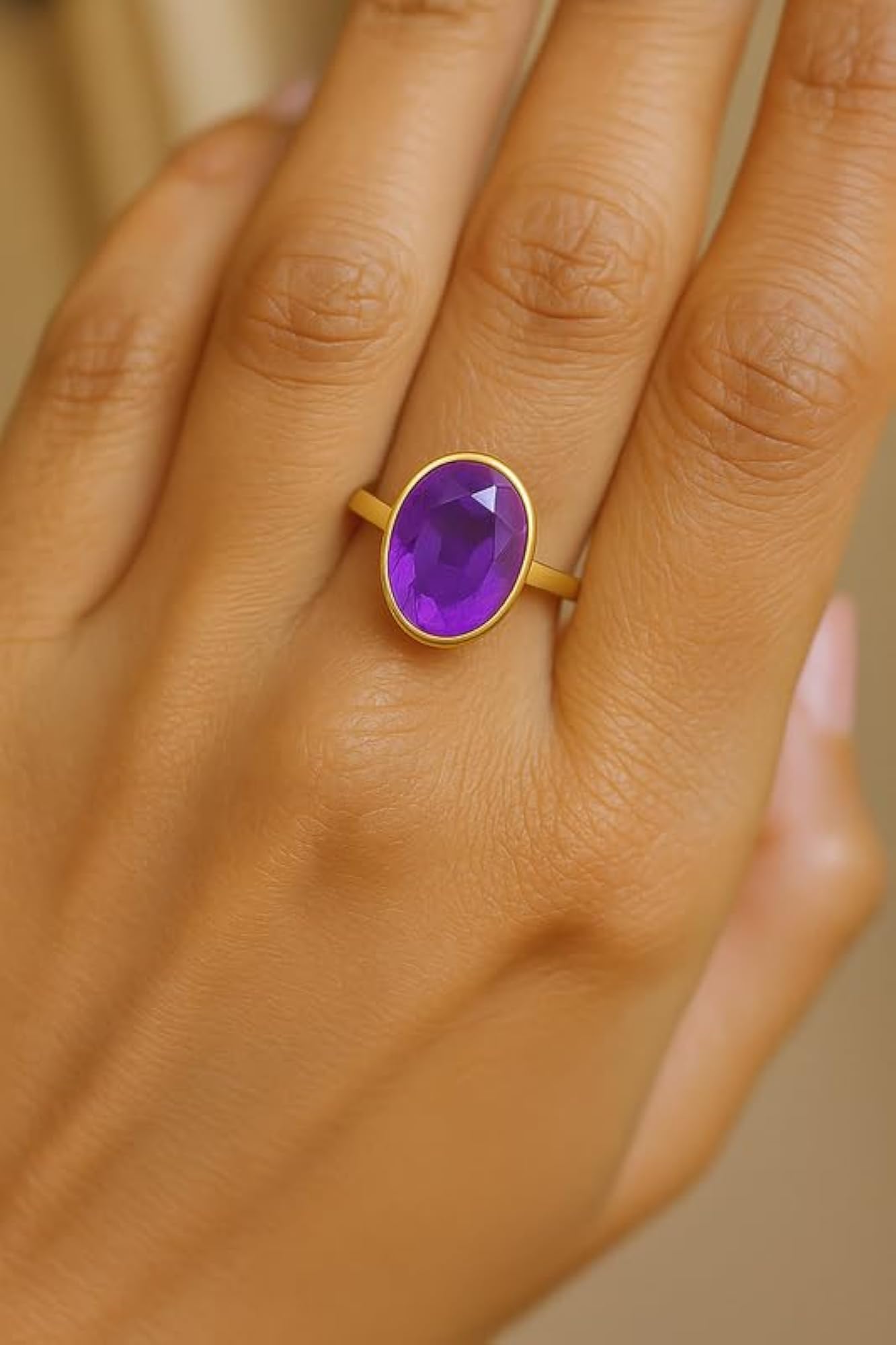Panchdhatu Adjustable Ring with 15.50 Ratti Natural Amethyst