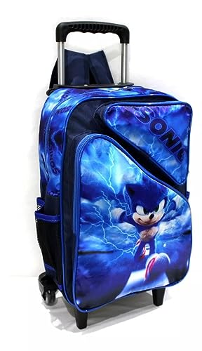 Kit Mochila Escolar Sonic Filme Game Tam G Rodinha Infantil