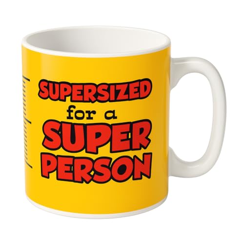 JRose Collections Giant Novelty Mug 900ml – Supersized Coffee Cup for a Super Person – Extra Large Ceramic Tea Mug with Fun Measuring Scale – Humorous Gift for Home or Office JR5100