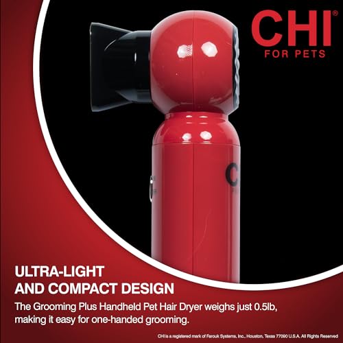 CHI for Pets Grooming Plus Handheld Pet Hair Dryer - Low Heat and Quiet Motor - Compact Blow Dryer for Dogs and Cats - One-Handed Design for Easy Drying and Comfort - Thumbnail 4