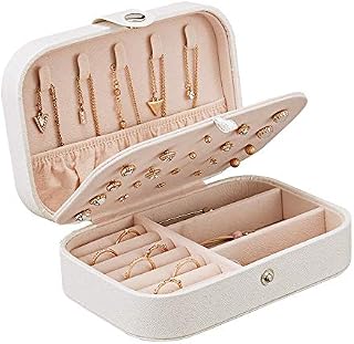 Yonzone Jewellery Box, Small Travel Jewellery Organiser Storage Case for Rings Earrings Necklace Bracelets Premium Faux Leather Jewellery Gift Box for Girls Women